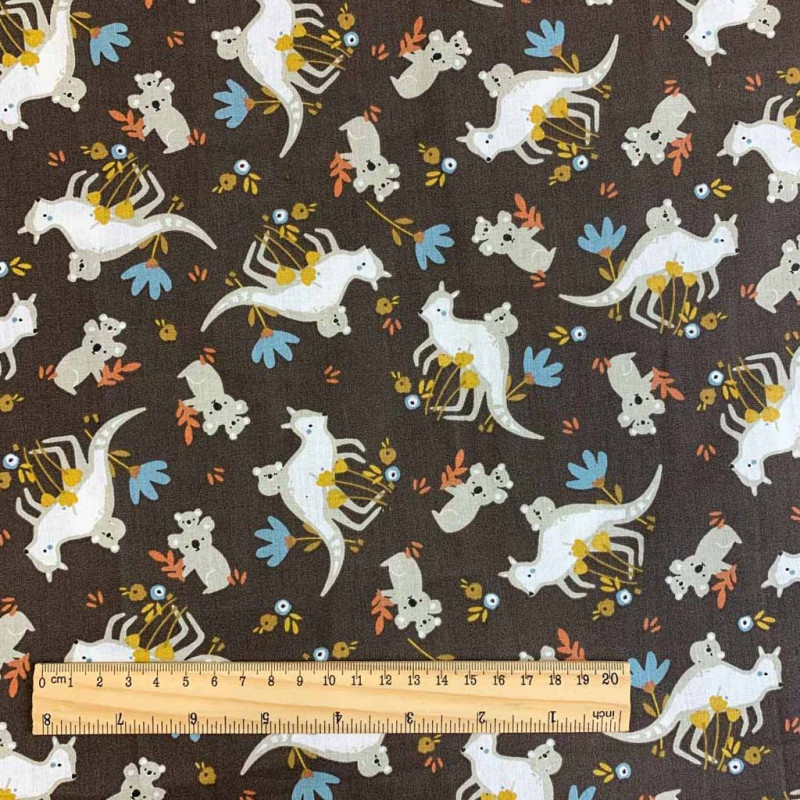 Algodón estampado TJAMPI Café negro / Multicolor vintage